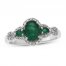 Emerald Ring 1/5 ct tw Diamonds 10K White Gold