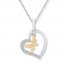 Heartbeat Necklace 1/8 ct tw Diamonds Sterling Silver/10K Gold