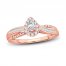 Diamond Engagement Ring 3/8 ct tw Pear/Baguette/Round 14K Rose Gold