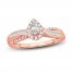 Diamond Engagement Ring 3/8 ct tw Pear/Baguette/Round 14K Rose Gold