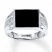 Men's Onyx Ring Diamond Accents 14K White Gold