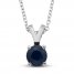 Certified Blue Sapphire Necklace 14K White Gold 18"