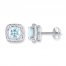 Aquamarine Earrings 1/10 ct tw Diamonds 10K White Gold