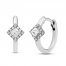 Diamond Huggie Hoop Earrings 1/4 ct tw Princess & Round-cut 10K White Gold