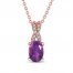 Amethyst & Diamond Necklace 1/20 ct tw 10K Rose Gold 18"