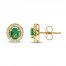 Emerald & Diamond Earrings 1/5 ct tw 10K Yellow Gold