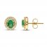 Emerald & Diamond Earrings 1/5 ct tw 10K Yellow Gold