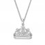 Crown Necklace Lab-Created White Sapphires Sterling Silver