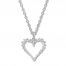 Diamond Heart Necklace 1/2 ct tw Round-cut 10K White Gold