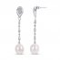 Cultured Pearl & White Topaz Dangle Earrings Sterling Silver