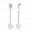 Cultured Pearl & White Topaz Dangle Earrings Sterling Silver