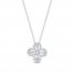 Diamond Clover Necklace 1/5 ct tw Round/Baguette Sterling Silver 18"