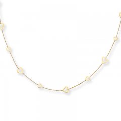 Heart Station Necklace 14K Yellow Gold