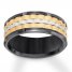 9mm Wedding Band Black/Yellow/White Tungsten Carbide