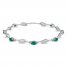 Emerald & Diamond Accent Bracelet Sterling Silver 7.25"