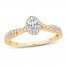 Diamond Engagement Ring 3/4 ct tw Oval/Round 14K Yellow Gold
