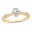 Diamond Engagement Ring 3/4 ct tw Oval/Round 14K Yellow Gold