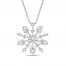White Lab-Created Sapphire Snowflake Necklace Sterling Silver
