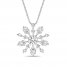 White Lab-Created Sapphire Snowflake Necklace Sterling Silver