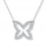 Diamond Butterfly Necklace 1/6 ct tw Round-cut Sterling Silver