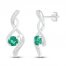 Lab-Created Emerald & Diamond Earrings 1/20 ct tw 10K White Gold