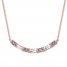 Tanzanite & White Topaz Curved Bar Necklace 10K Rose Gold