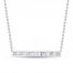 Diamond Bar Necklace 1/3 ct tw Baguette-cut 10K White Gold