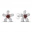 Disney Treasures Vintage Mickey Flower Garnet Earrings 1/6 ct tw Sterling Silver
