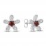 Disney Treasures Vintage Mickey Flower Garnet Earrings 1/6 ct tw Sterling Silver