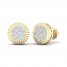 Men's Diamond Border Stud Earrings 1/2 ct tw Round-cut 10K Yellow Gold