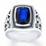 Men's Ring Lab-Created Sapphire Sterling Silver