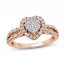 Diamond Engagement Ring 3/8 ct tw Round/Baguette-Cut 14K Rose Gold