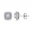 Diamond Stud Earrings 1/2 ct tw Princess/Round 10K White Gold