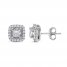 Diamond Stud Earrings 1/2 ct tw Princess/Round 10K White Gold