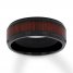 Men's Wood Design Wedding Band Black Ion-Plated Stainless Steel