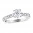 Certified Diamond Engagement Ring 1 ct tw Oval/Round 14K White Gold