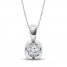 Diamond Solitaire Necklace 1/4 ct tw Round-cut 10K White Gold 18"