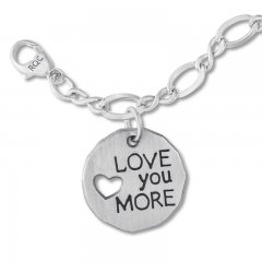 "Love You More" Charm Bracelet Sterling Silver 7"