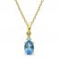 Swiss Blue Topaz & Diamond Necklace 10K Yellow Gold 18"