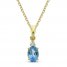 Swiss Blue Topaz & Diamond Necklace 10K Yellow Gold 18"