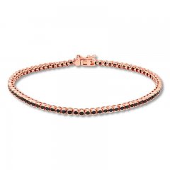 Black Diamond Bracelet 2 ct tw Round-cut 10K Rose Gold