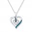 Diamond Heart Necklace 1/6 ct tw Blue & Black Sterling Silver