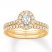 Diamond Bridal Set 5/8 ct tw Oval/Round 14K Yellow Gold