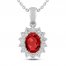 Lab-Created Ruby & White Lab-Created Sapphire Necklace Sterling Silver 18"