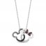 Disney Treasures Mickey & Minnie Mouse Garnet Necklace 1/8 ct tw Diamond Necklace Sterling Silver