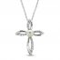 Pearl & White Lab-Created Sapphire Cross Necklace Sterling Silver 18"