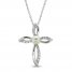 Pearl & White Lab-Created Sapphire Cross Necklace Sterling Silver 18"