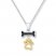 Dog Necklace 1/20 ct tw Black Diamonds Sterling Silver/10K Gold