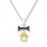 Dog Necklace 1/20 ct tw Black Diamonds Sterling Silver/10K Gold