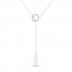 Cultured Pearl & White Lab-Created Sapphire Y Necklace Sterling Silver